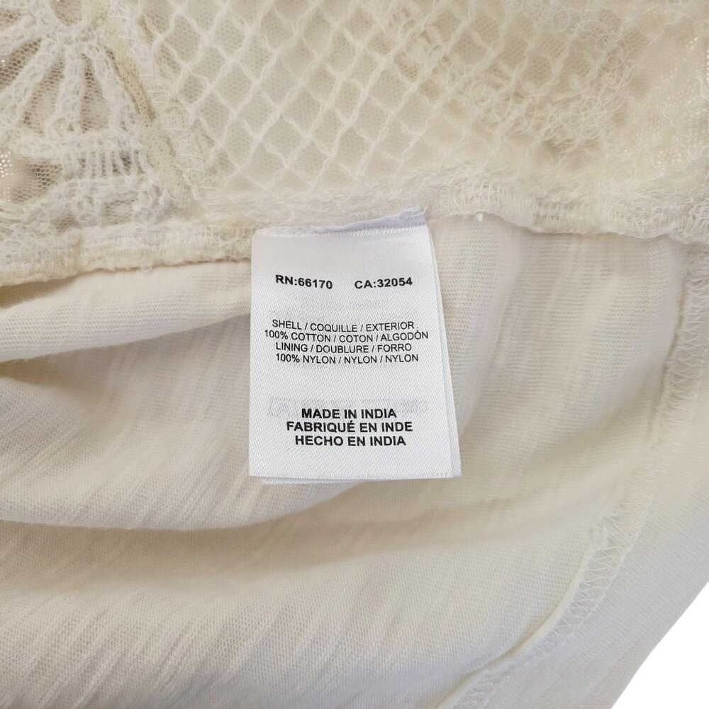 Ollari New York Lace Embroidered Short Sleeve Blouse XL White 100% Cotton Shell - Picture 6 of 6